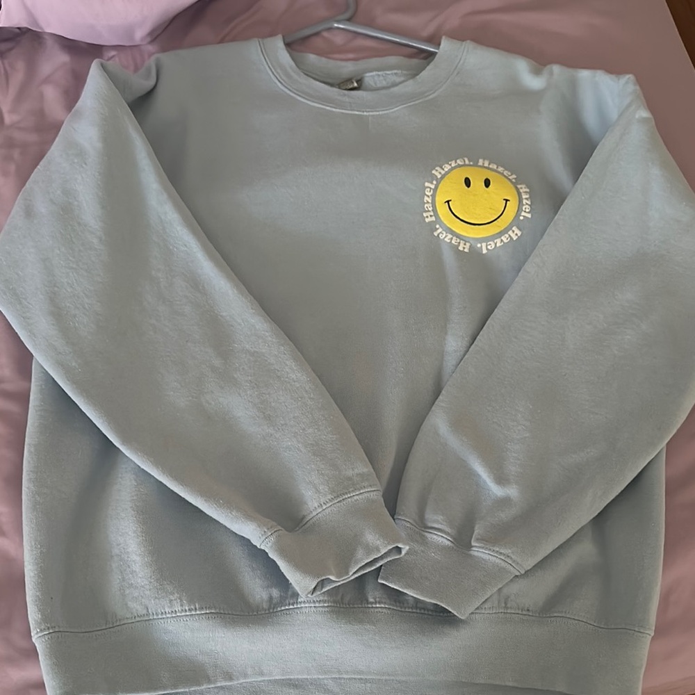 Hazel Boutique Blue Smiley Face Crewneck